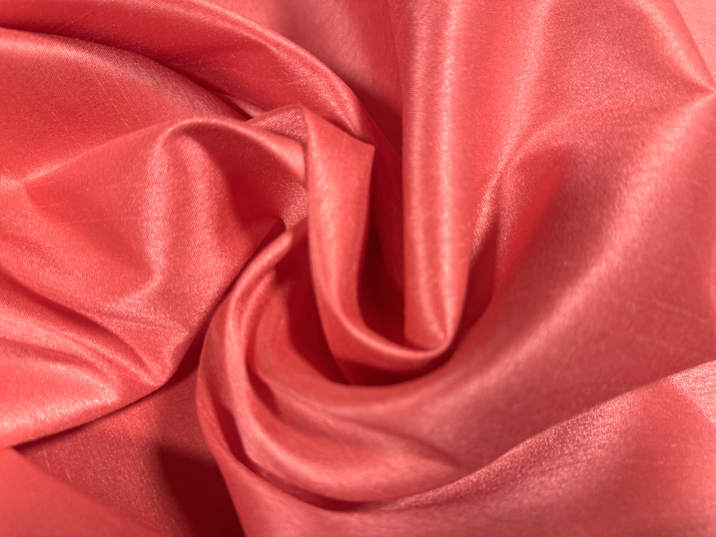 Shantung satin faux silk woven dress fabric, per metre - plain - coral