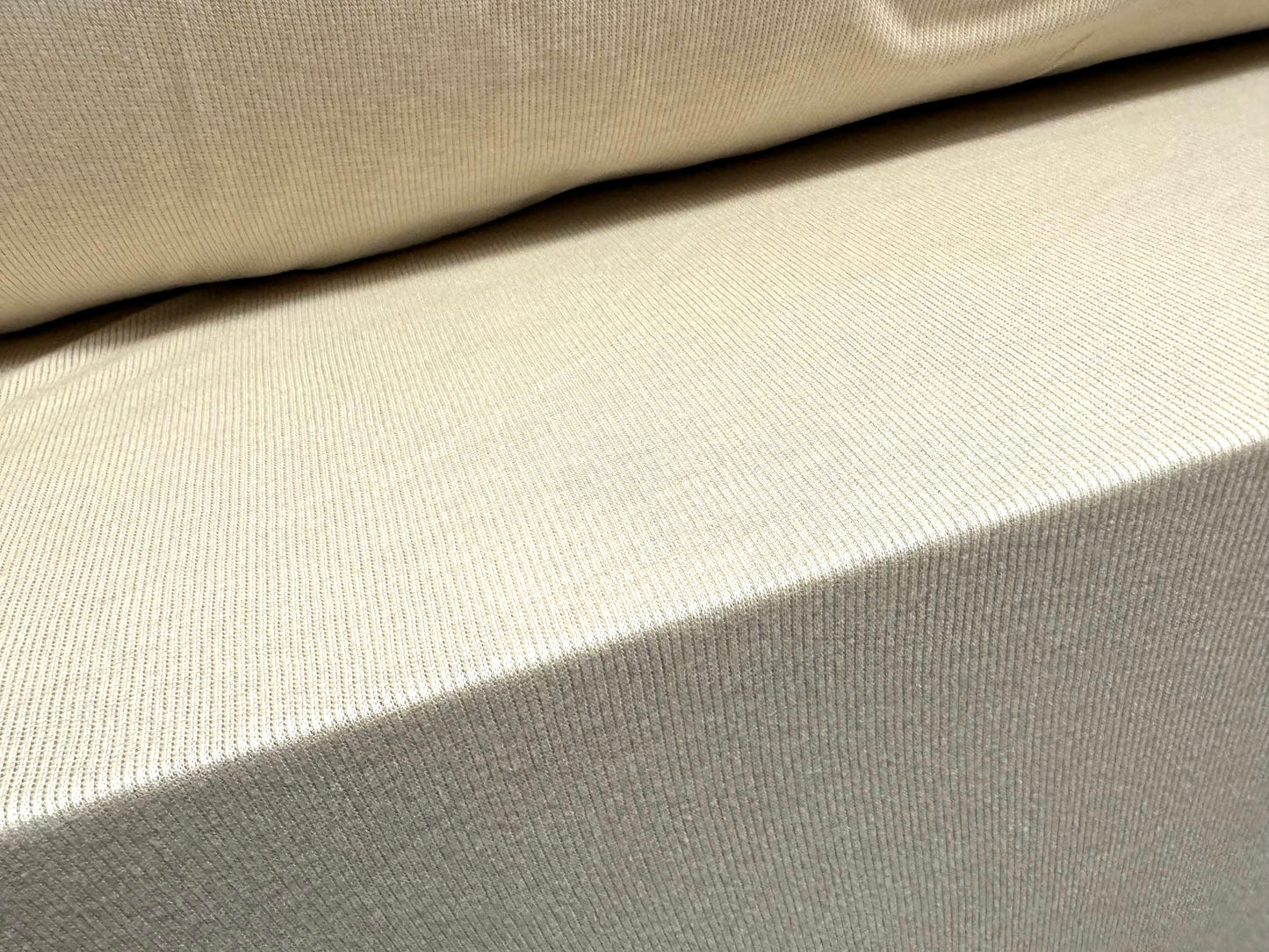 Soft stretch viscose spandex fine rib jersey fabric, per metre - plain - stone