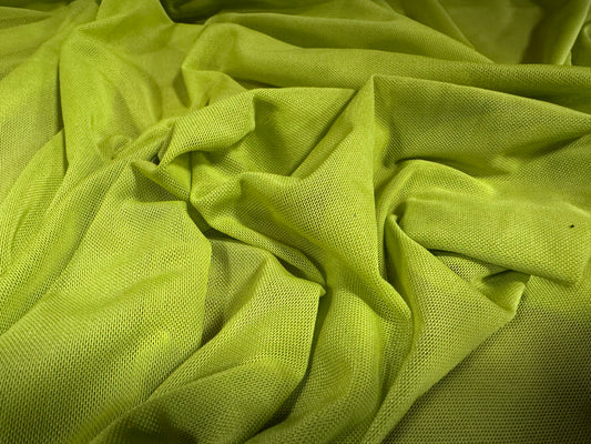 Power mesh net stretch spandex fabric, per metre - plain - wild lime