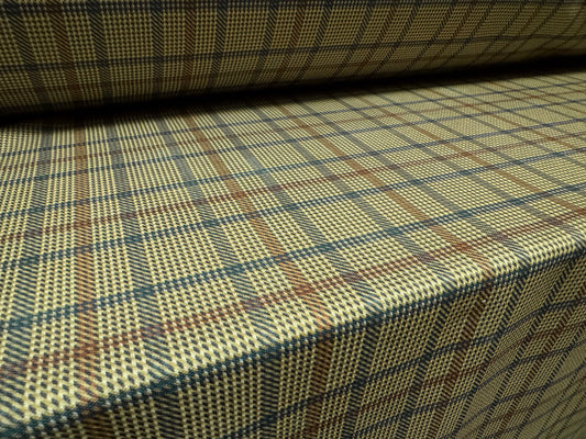 Double jersey upholstery fabric, per metre - British plaid - antique sage