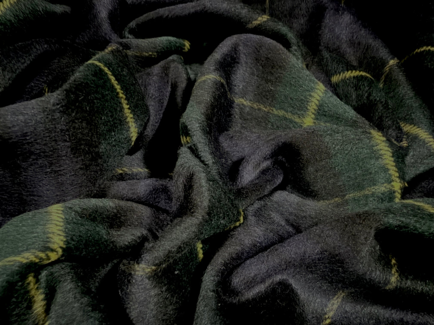 Tasseled wool flannel fabric, per metre - Blackwatch tartan - 120 cms panel