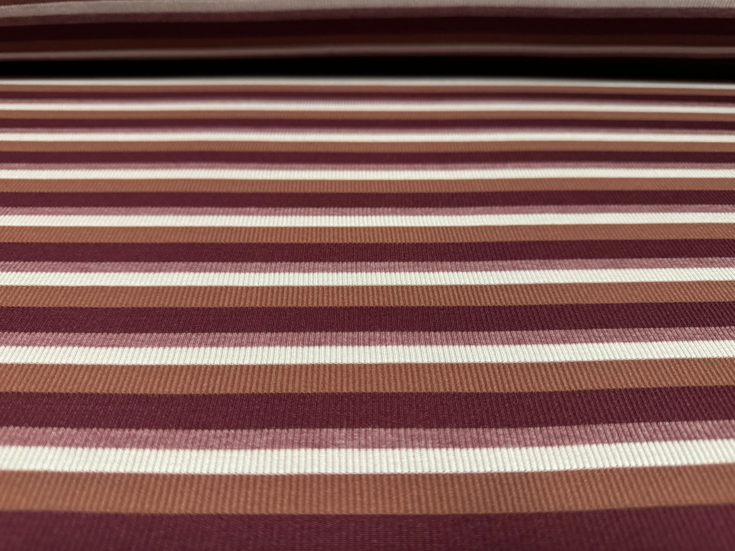 Stretch Spandex rib jersey fabric, per metre - stripe - mulberry & dusky pink