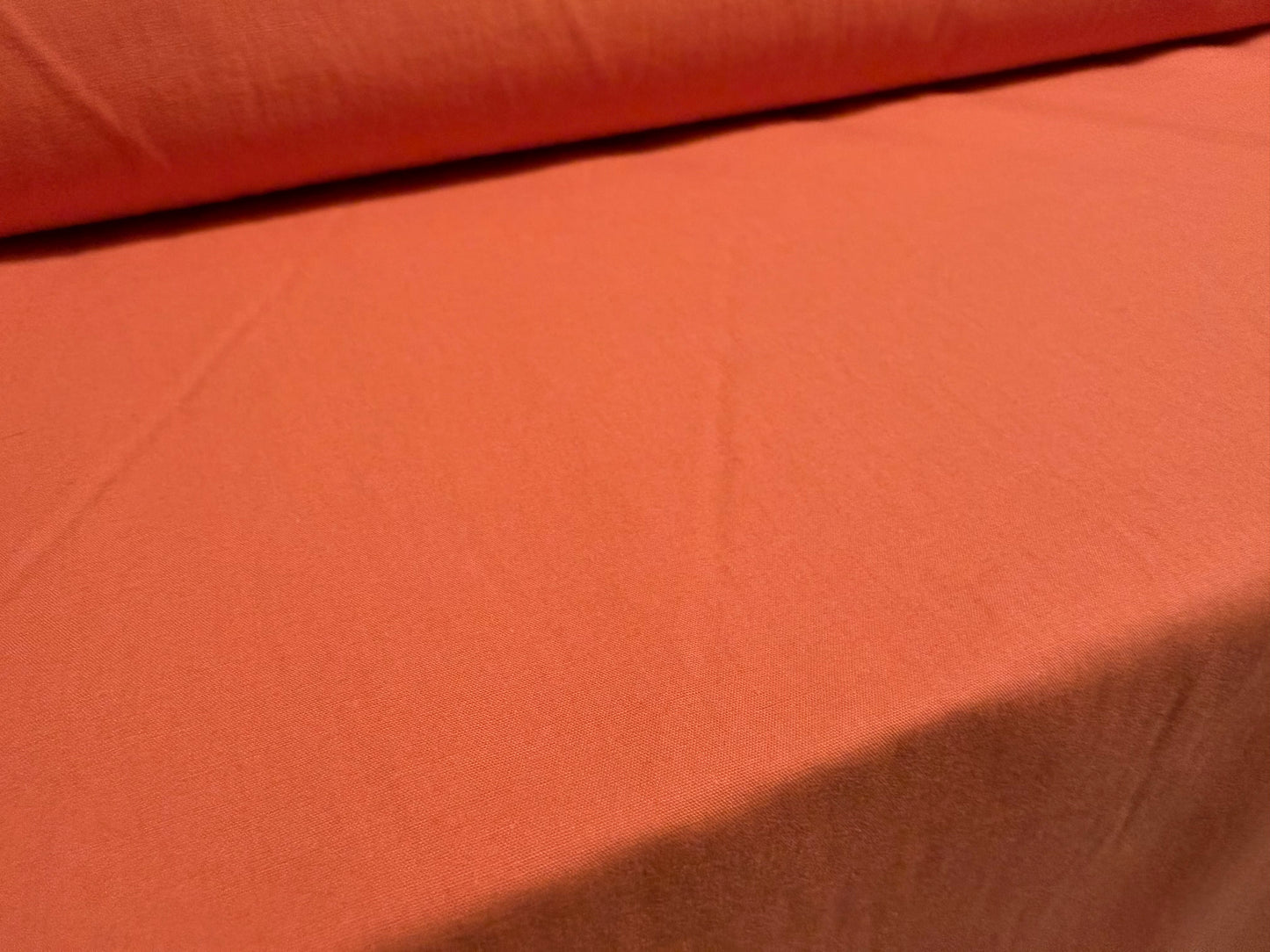 Washed cotton plain weave fabric, per metre - burnt orange