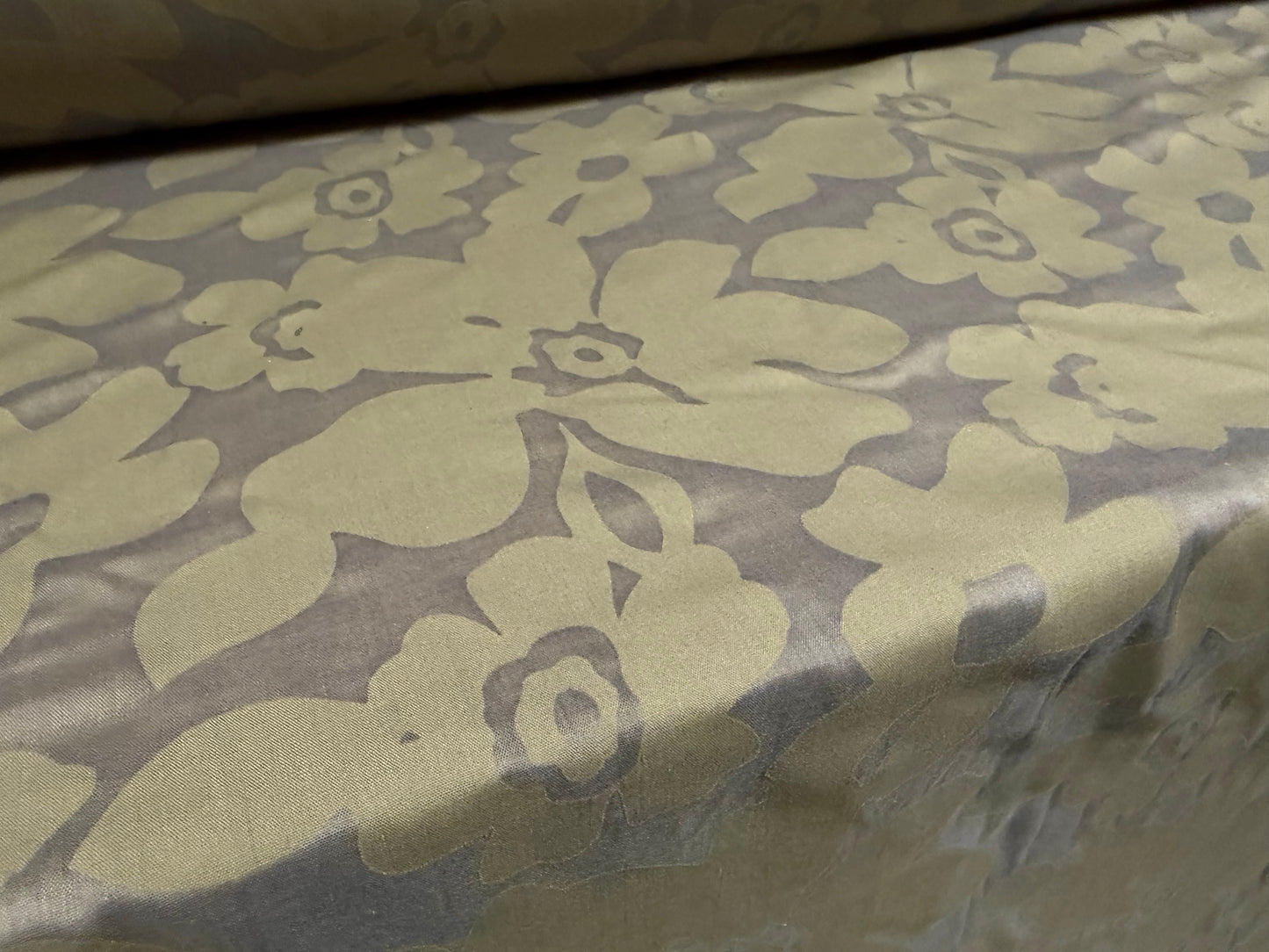 Lightweight cotton woven dress fabric, per metre - floral burnout - khaki