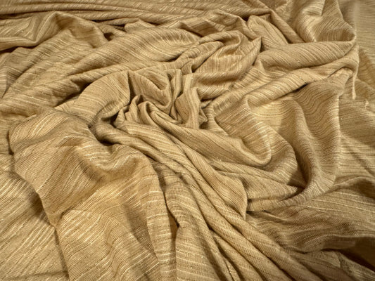 Metallic viscose single jersey fabric, per metre - slub - gold