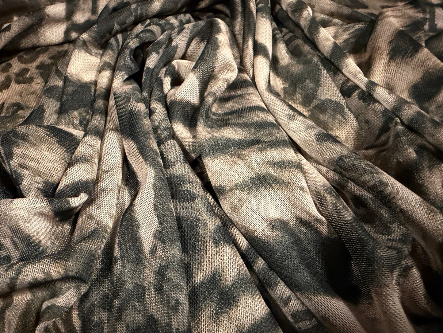 Power mesh net stretch spandex fabric, per metre - tiger fusion print - nude