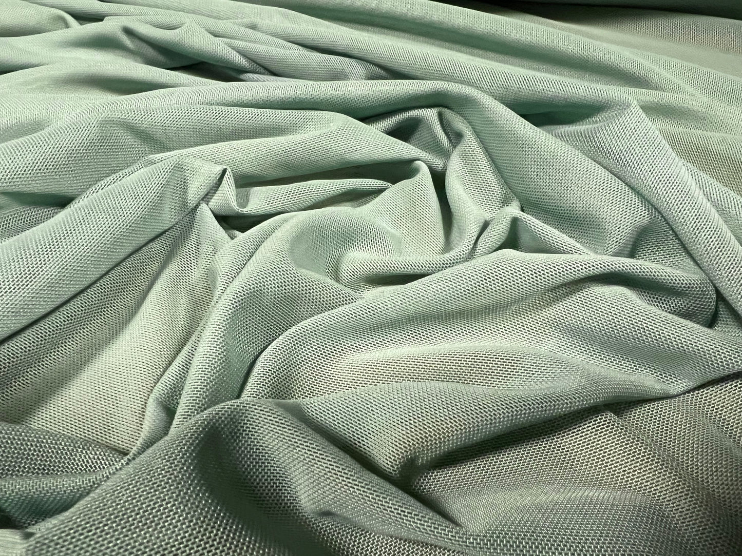 Power mesh net stretch spandex fabric, per metre - plain - seafoam