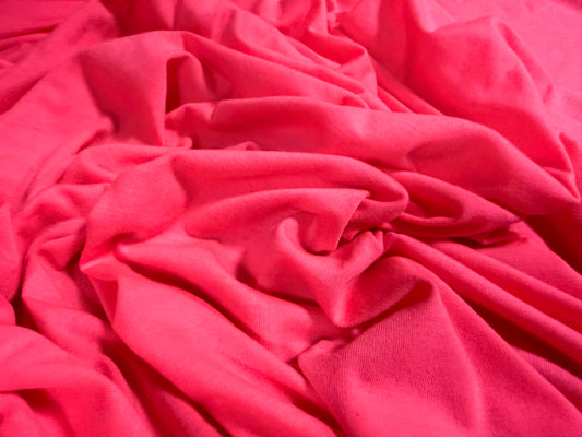 Soft handle single jersey fabric, per metre - plain - fluorescent pink