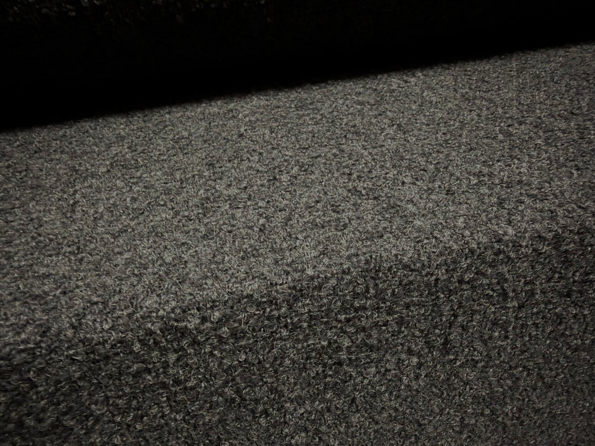 Heavyweight wool bouclé fabric, per metre - plain - dark grey