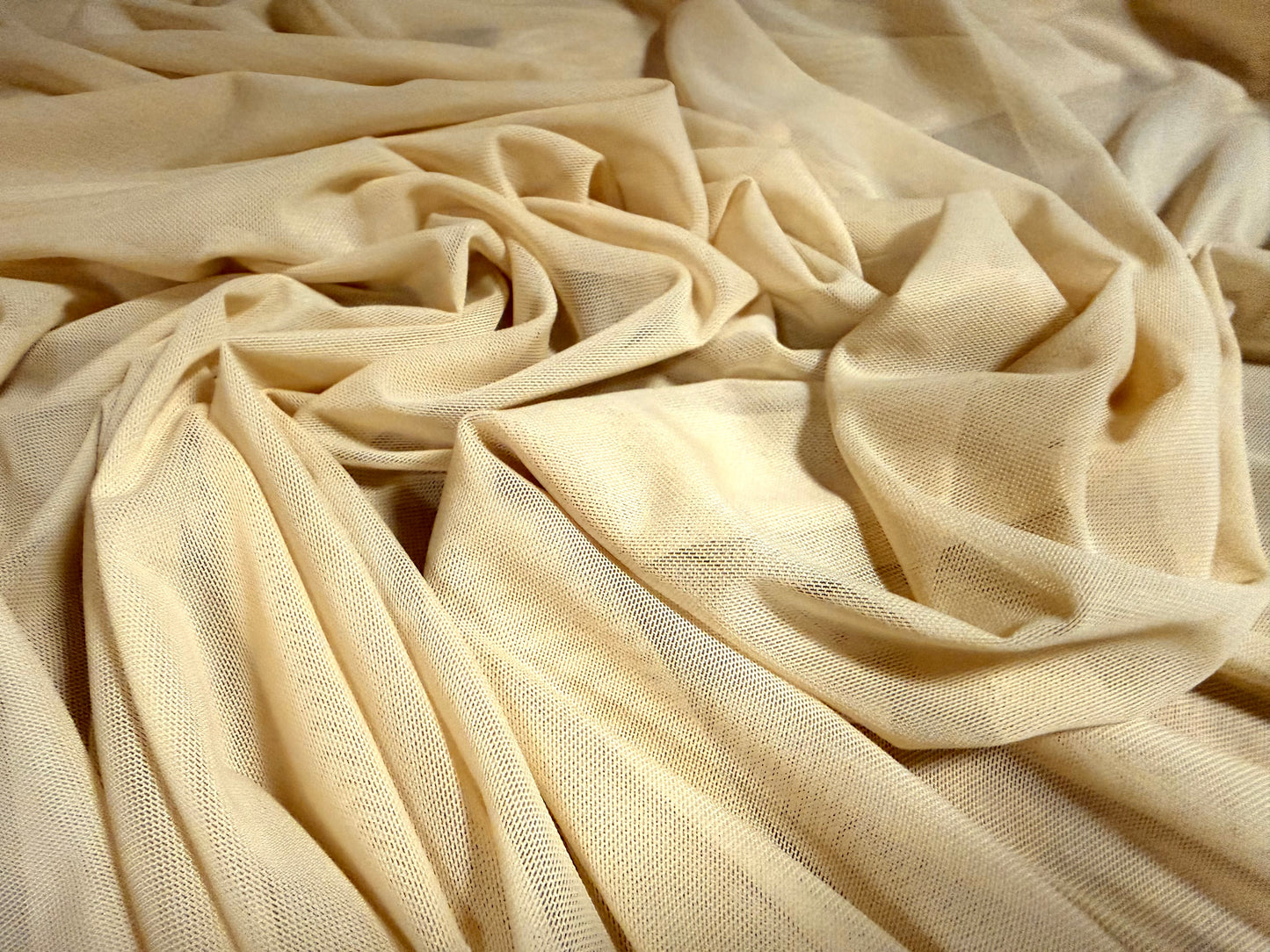 Power mesh net stretch spandex fabric, per metre - plain - beige