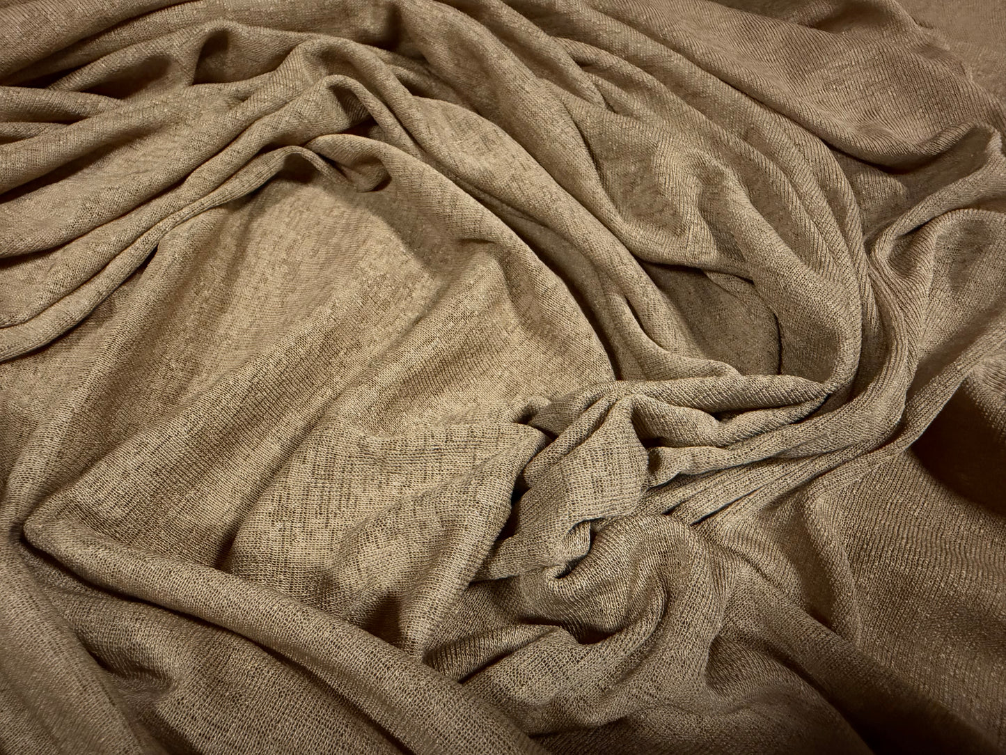 Thick & thin stretch spandex single jersey fashion fabric, per metre - plain - light brown