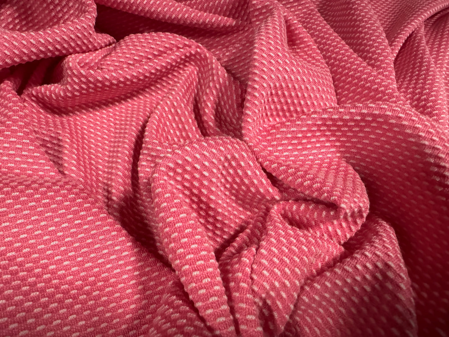 Double jersey knit stretch spandex fabric, per metre - dobby jacquard - pink