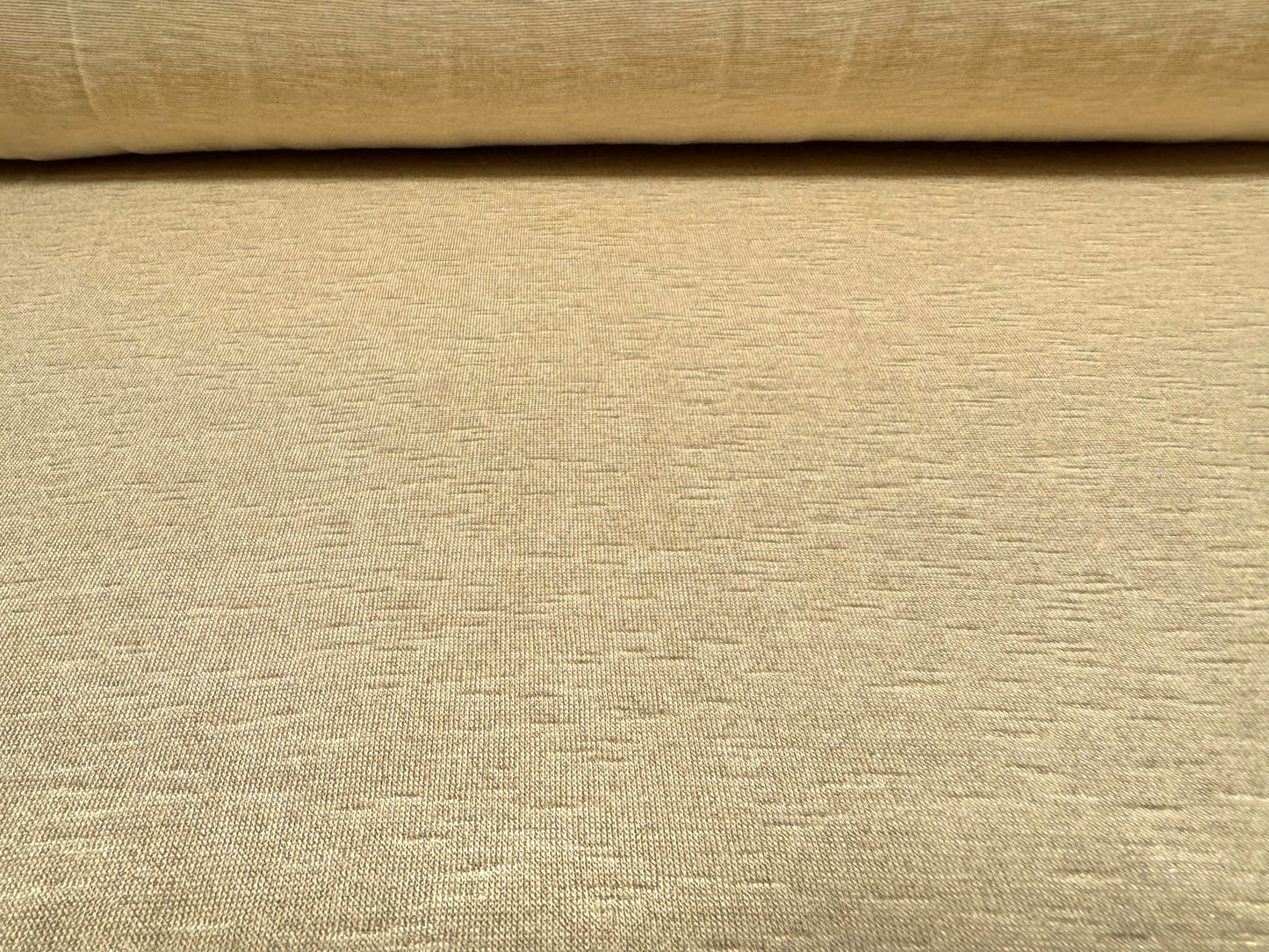 Metallic viscose single jersey fabric, per metre - slub - Gold & Cream