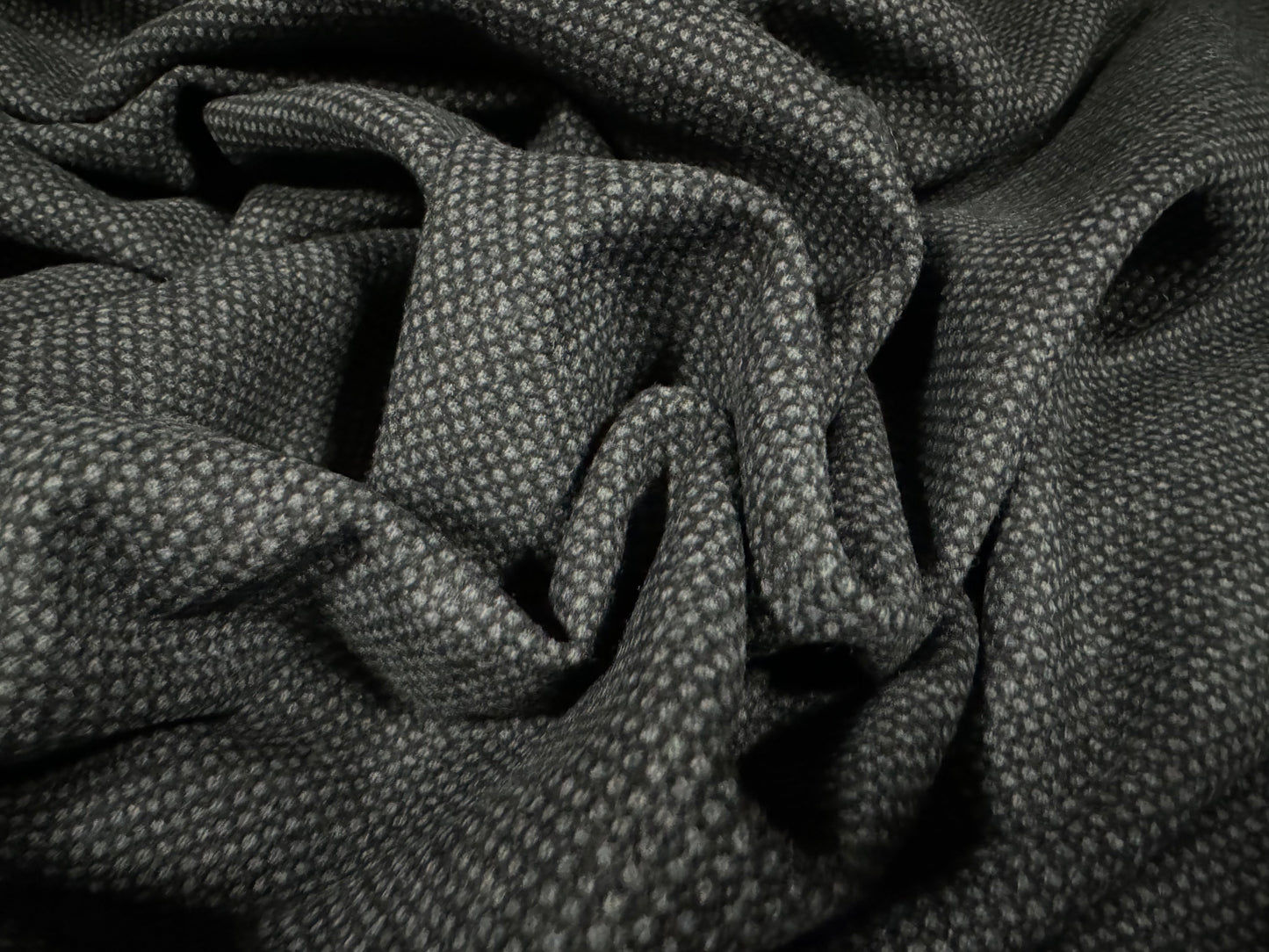 Soft Wool tweed woven fabric, per metre - grey