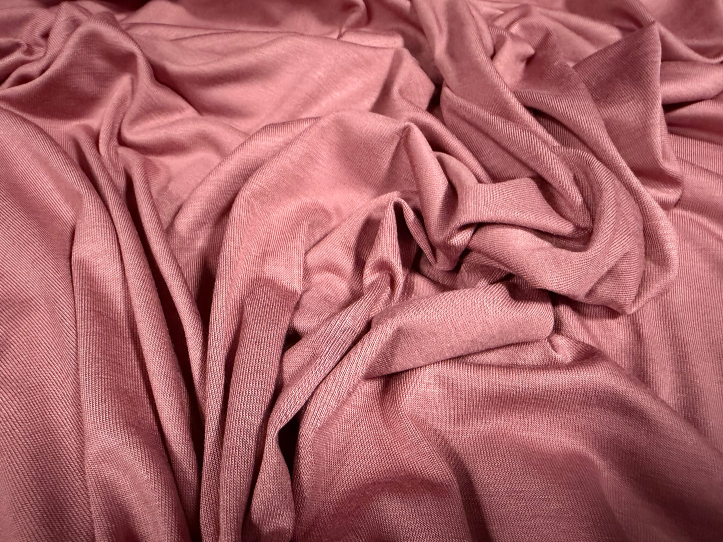 Viscose spandex stretch single jersey fabric, per metre - plain - dusky pink