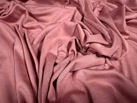 Viscose spandex stretch single jersey fabric, per metre - plain - dusky pink