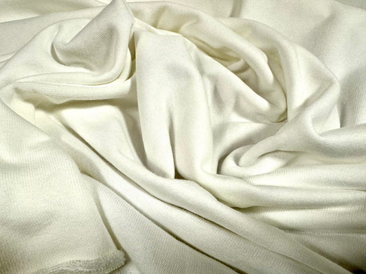 Cotton close cropped terry towelling fabric, per metre - plain - ivory