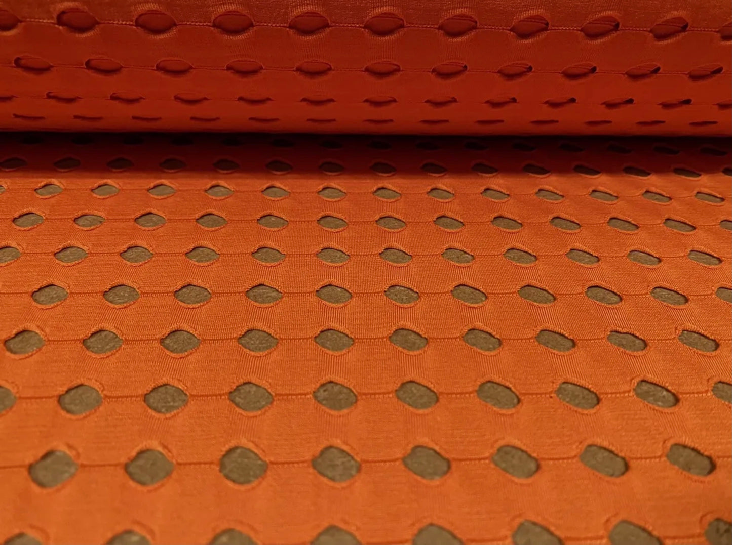 Stretch spandex jumbo fishnet mesh fabric, per metre - orange