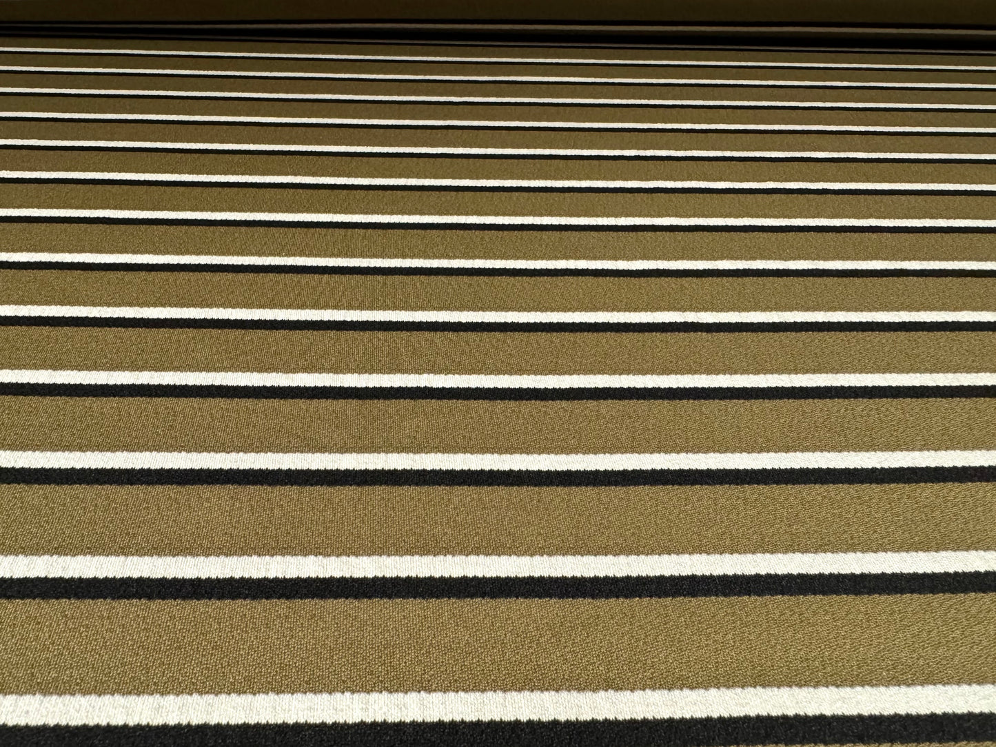 Crepe single jersey fabric, per metre - stripe - khaki ivory & black