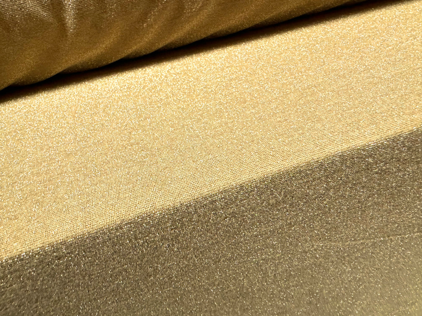 Metallic single jersey fashion fabric, per metre - lurex sparkle - old gold