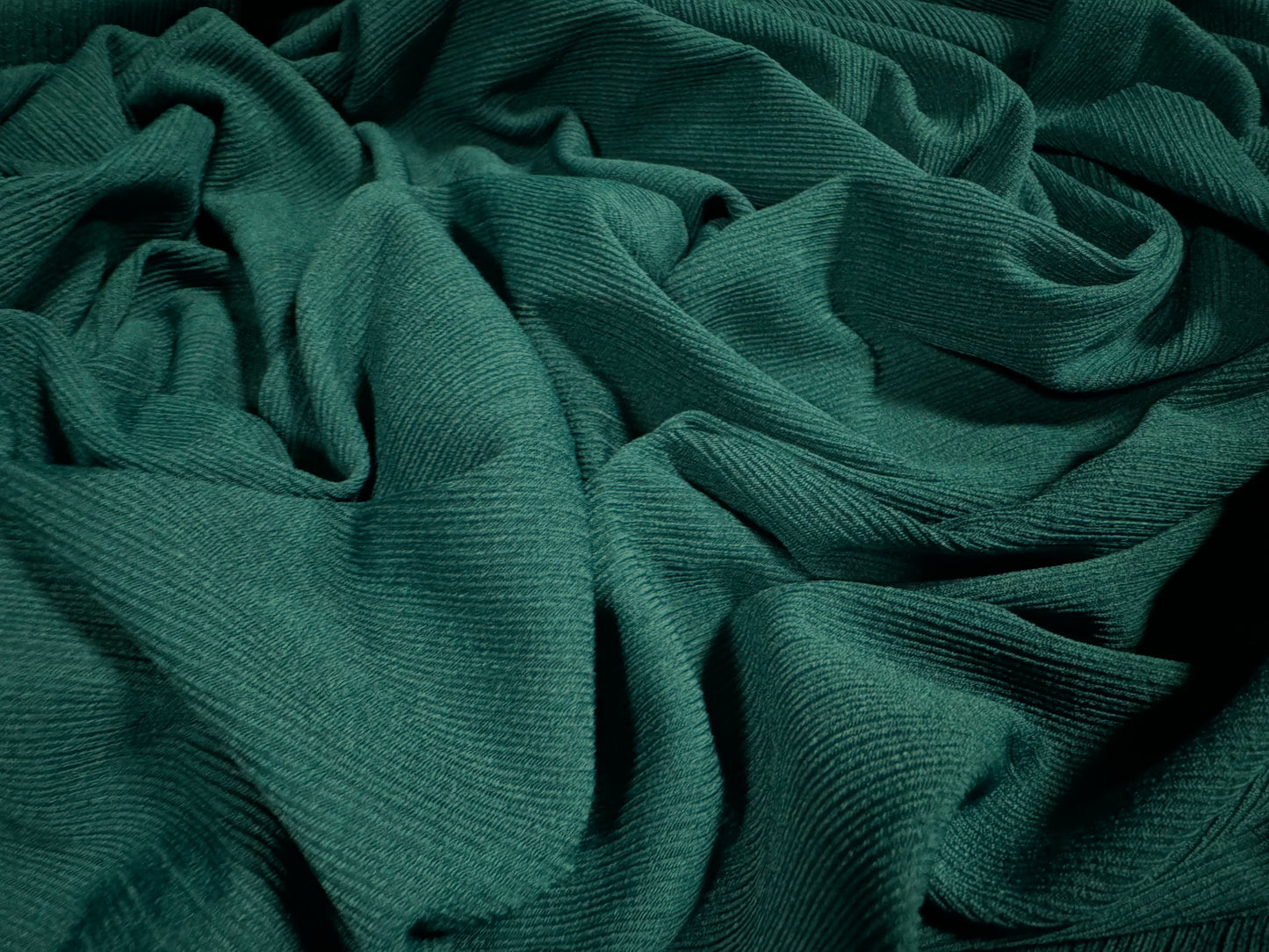 Variated stretch spandex ribbed jersey fabric, per metre - jade green