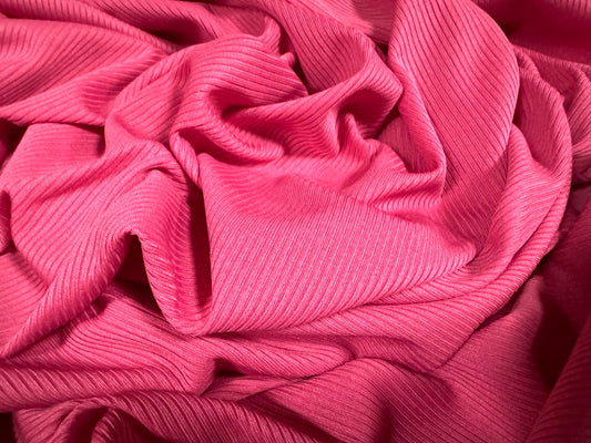 Fine ribbed spandex stretch jersey fabric, per metre - plain - bubblegum pink