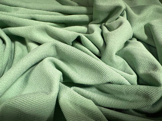 Powder touch rib stretch spandex jersey fabric, per metre - plain - pea green