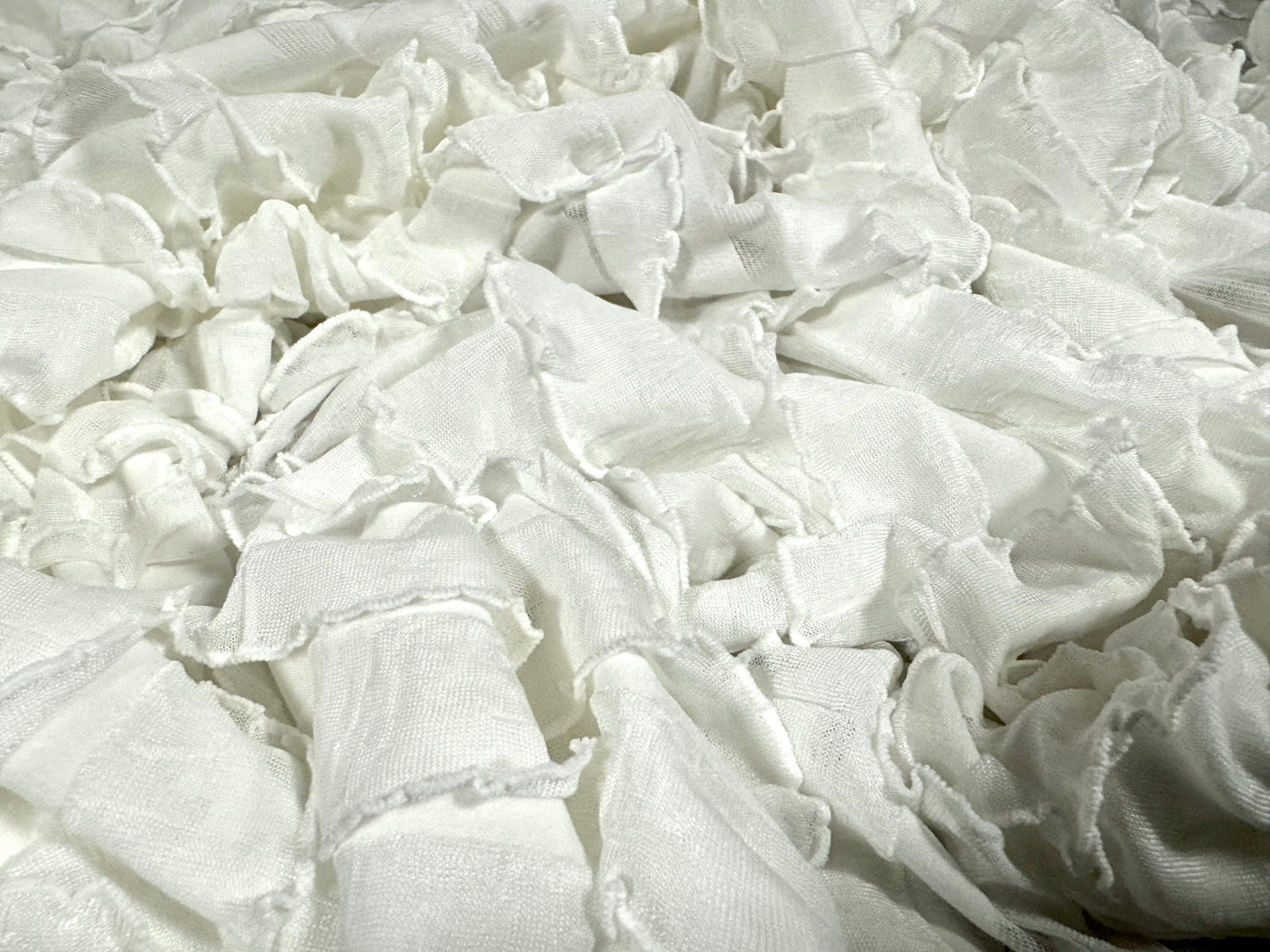 Gypsy ruffle frill ra ra jersey fabric, per metre - white