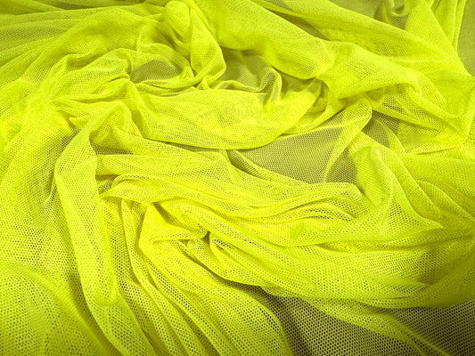 Power mesh net stretch spandex fabric, per metre - plain - fluorescent yellow