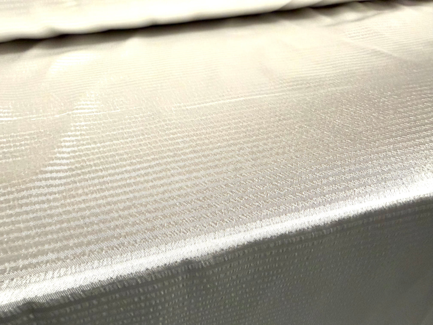 Silky satin weave fabric, per metre - shadow stripe - white