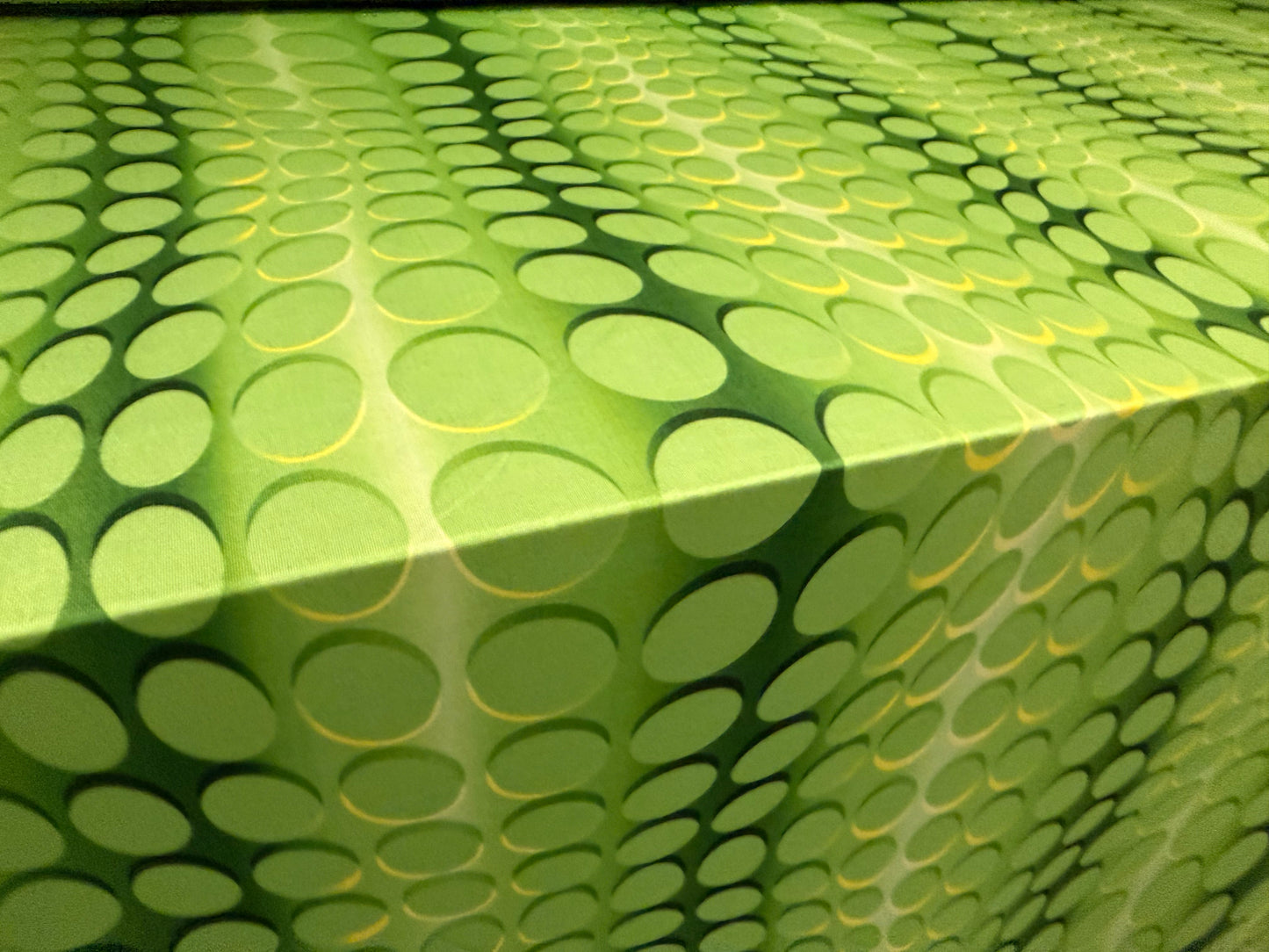 Soft touch stretch spandex single jersey fabric, per metre - cascading circles print - green