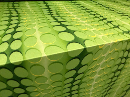Soft touch stretch spandex single jersey fabric, per metre - cascading circles print - green