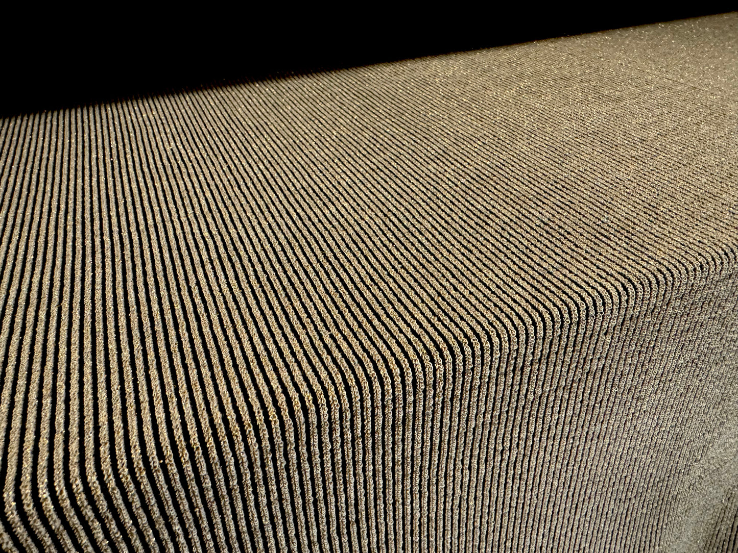 Metallic stretch spandex rib bodycon jersey fabric, per metre - pinstripe - black with gold lurex