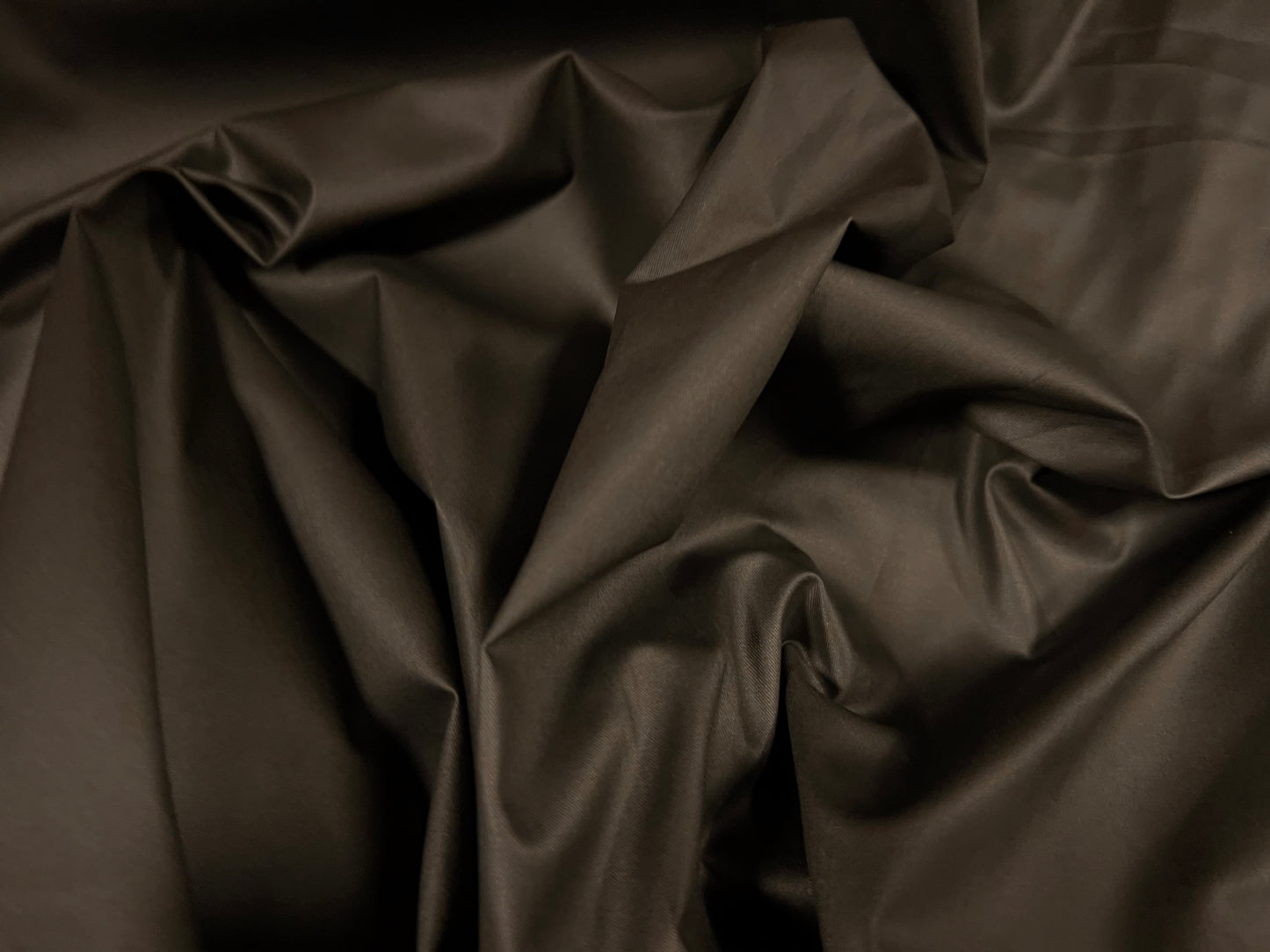 PU coated woven cotton outerwear fabric, per metre - plain - dark brown