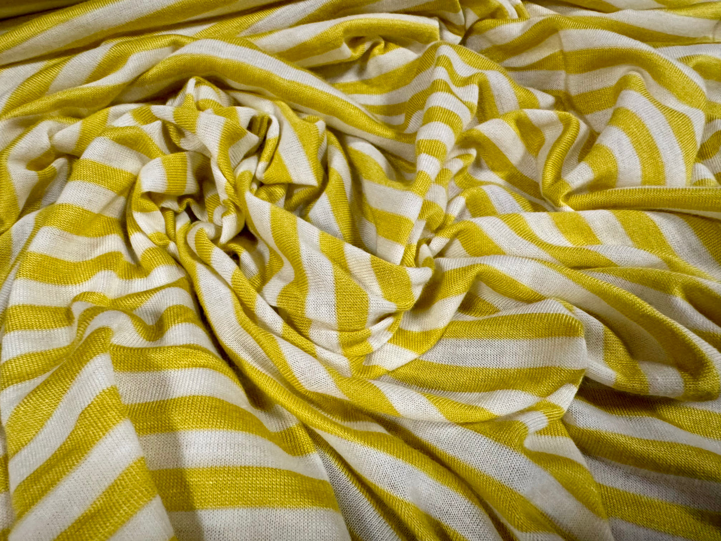 Viscose blend single jersey fabric, per metre - stripe - citrus & white