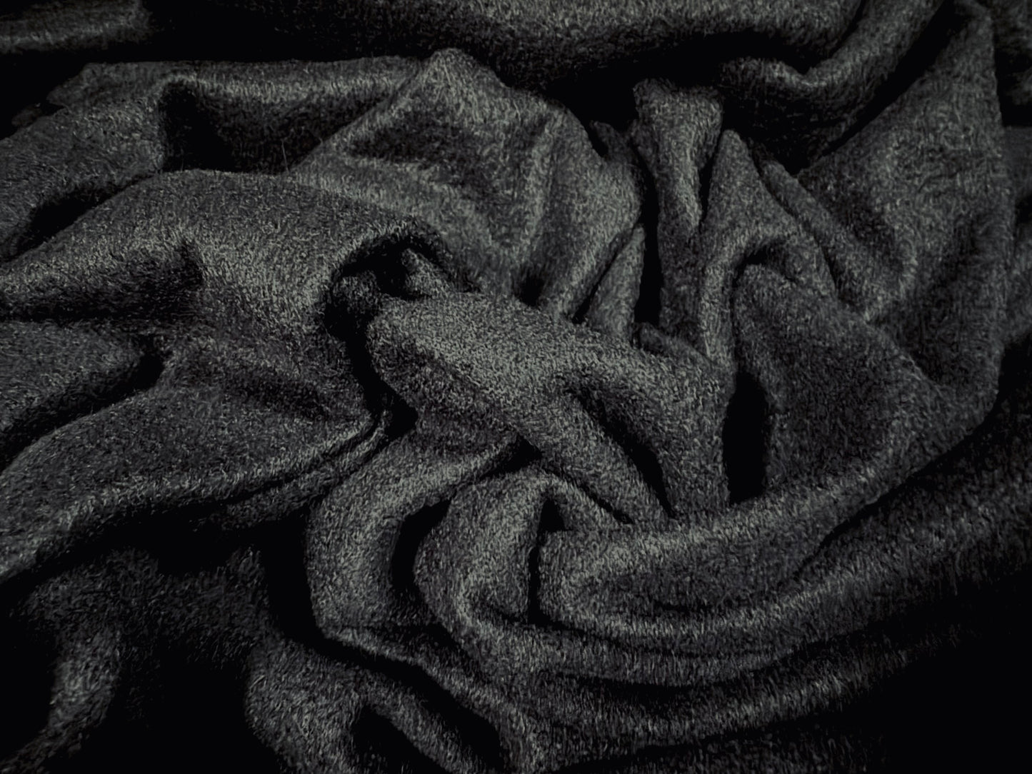 Super soft terry backed fleece fabric, per metre - plain - black