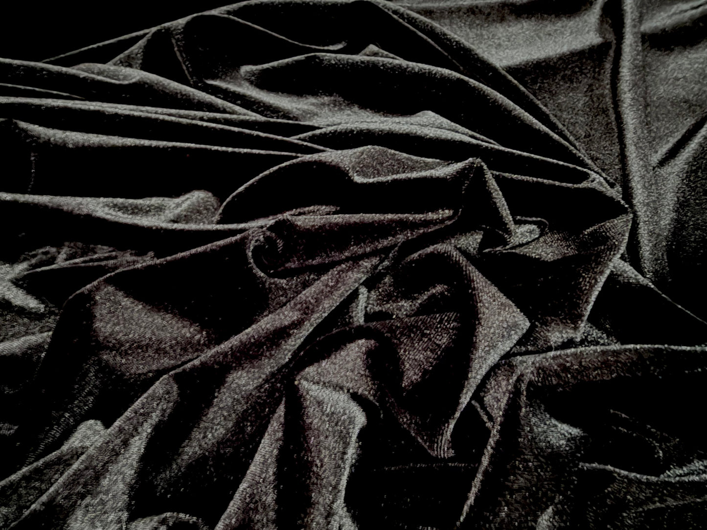 Spandex velvet stretch dress fabric, per metre - plain - jet black