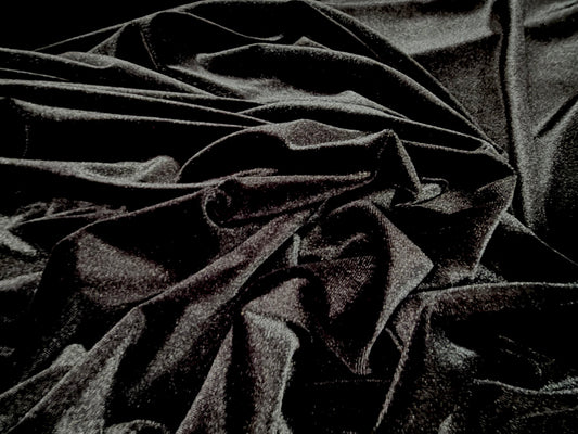 Spandex velvet stretch dress fabric, per metre - plain - jet black