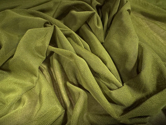 Power mesh net stretch spandex fabric, per metre - plain - moss green
