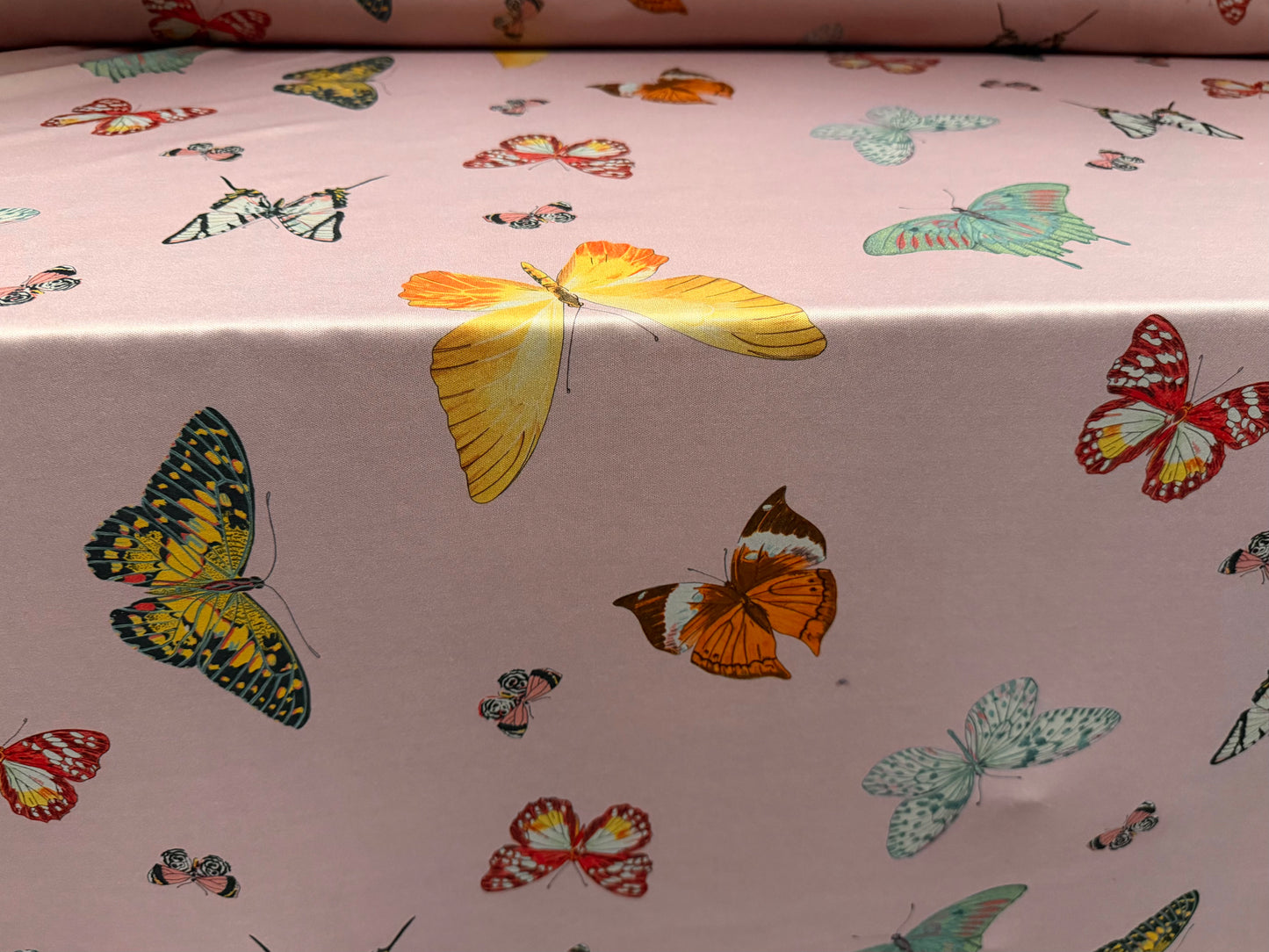 Single jersey fashion fabric, per metre - butterfly print - dusky mauve