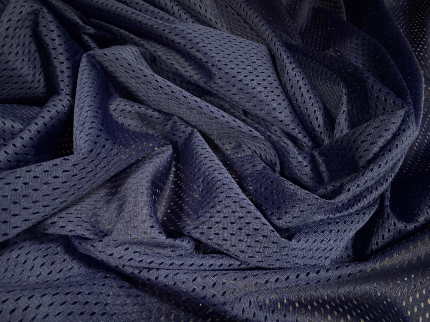 Airtex mesh eyelet fabric, per metre - plain - navy blue