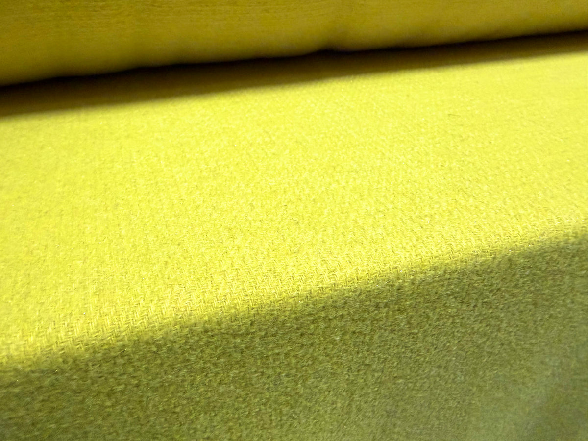 Heavyweight wool flannel fabric, per metre - plain - lime green with lurex sparkle