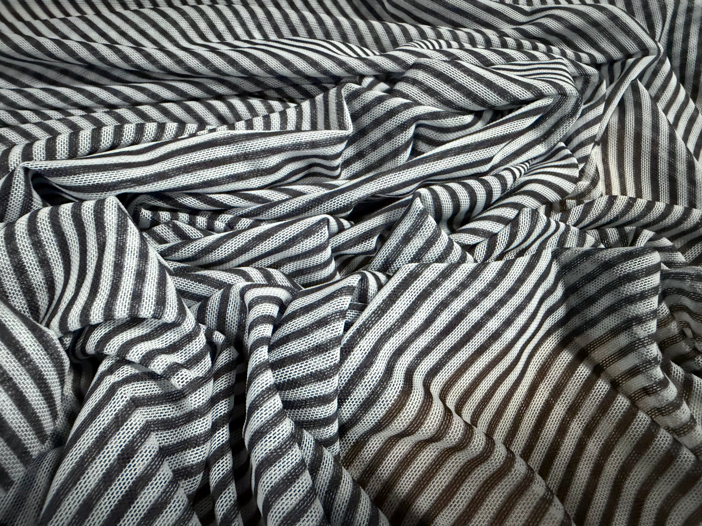 Power mesh net stretch spandex fabric, per metre - stripe - blue-grey