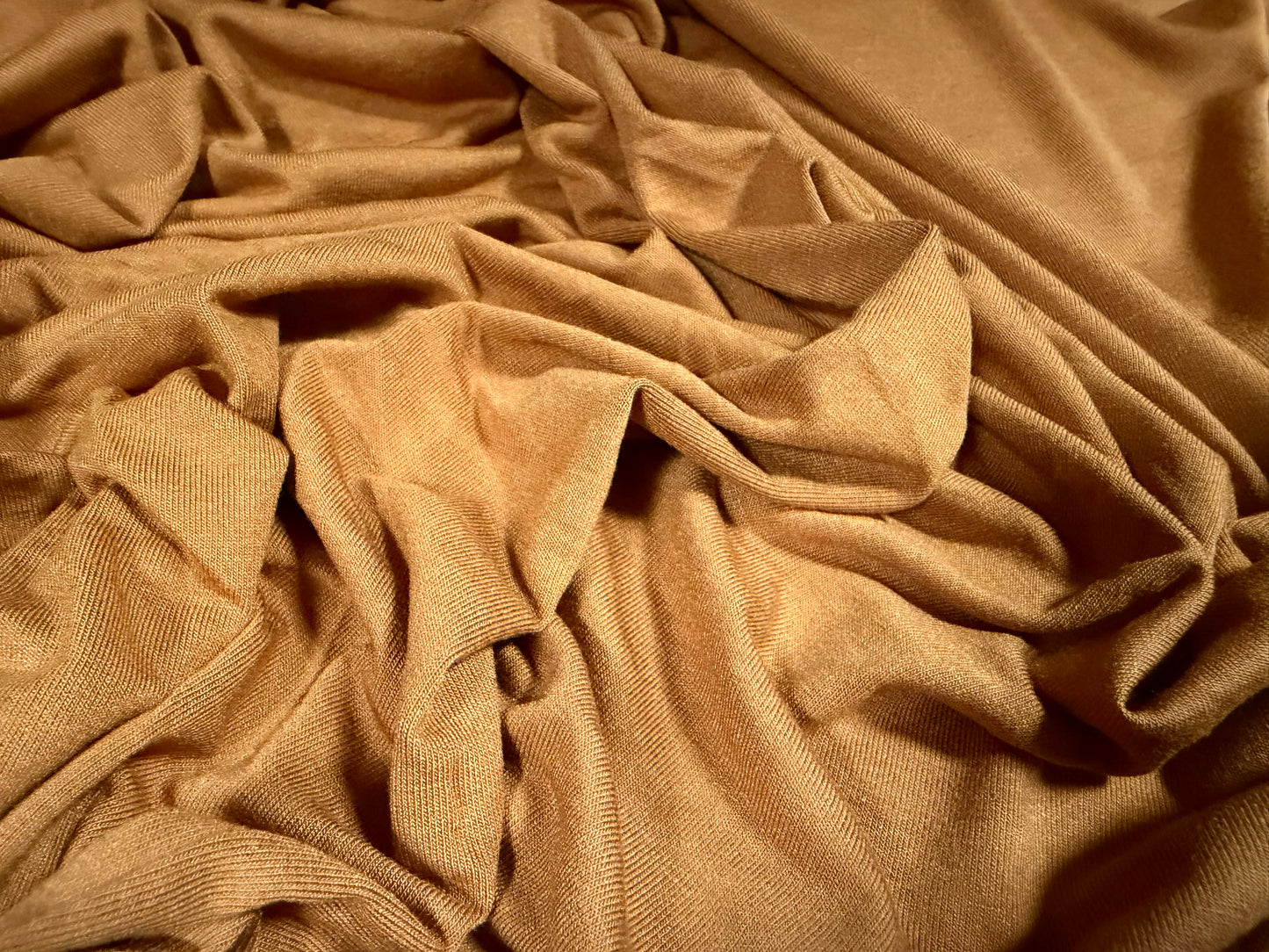 Viscose spandex stretch single jersey fabric, per metre - plain - roasted butternut squash