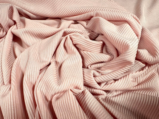 Fine ribbed spandex stretch jersey fabric, per metre - plain - pale pink