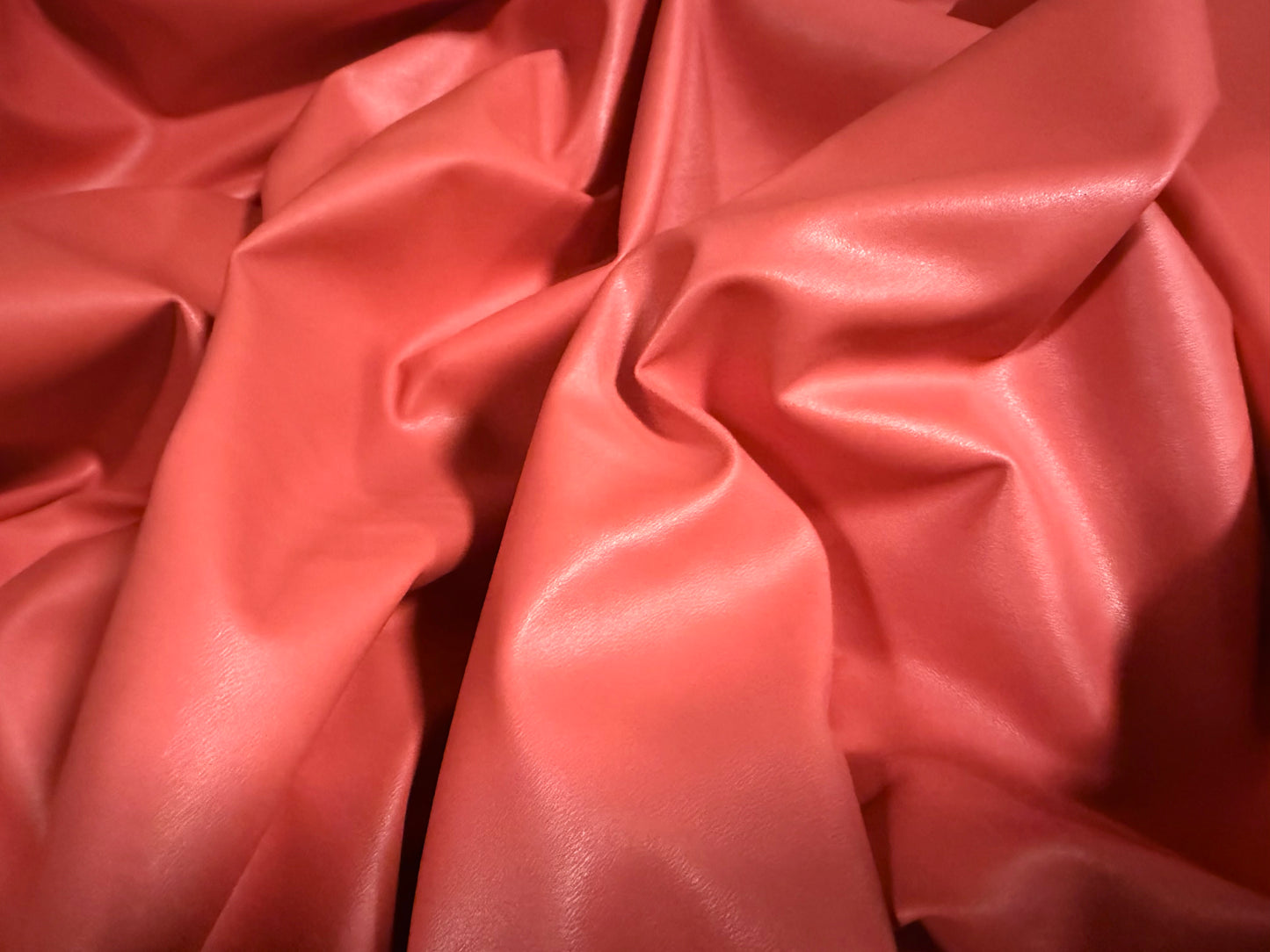 Faux leather pvc coated fabric, per metre - plain - coral