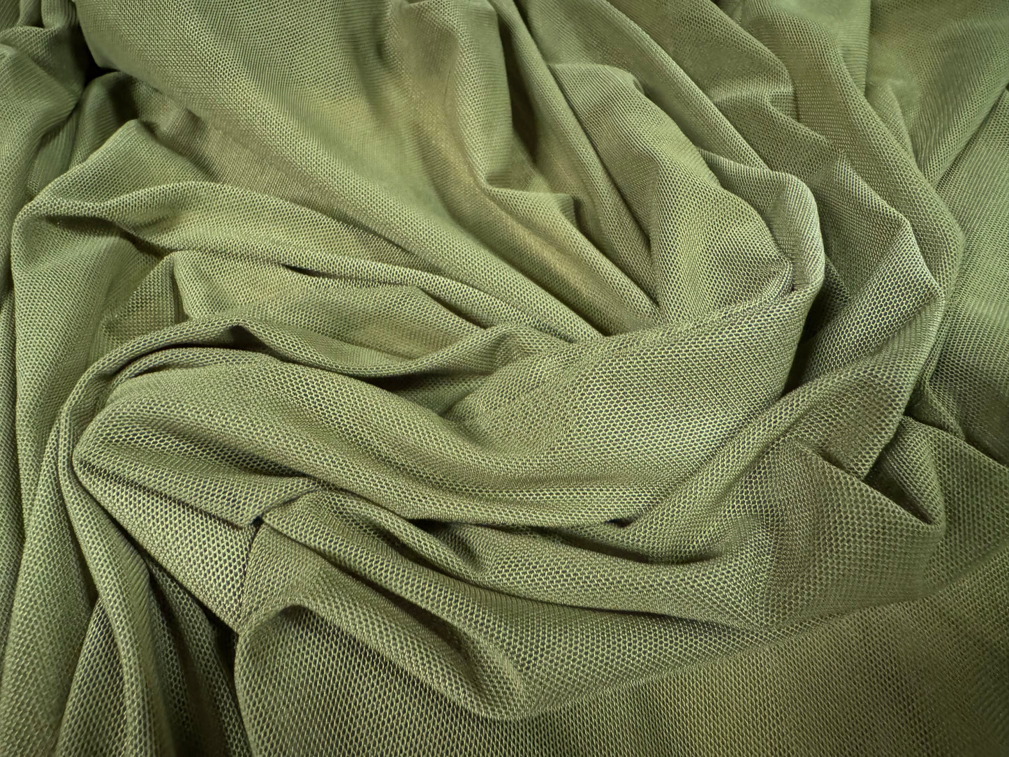 Power mesh net stretch spandex fabric, per metre - plain - khaki