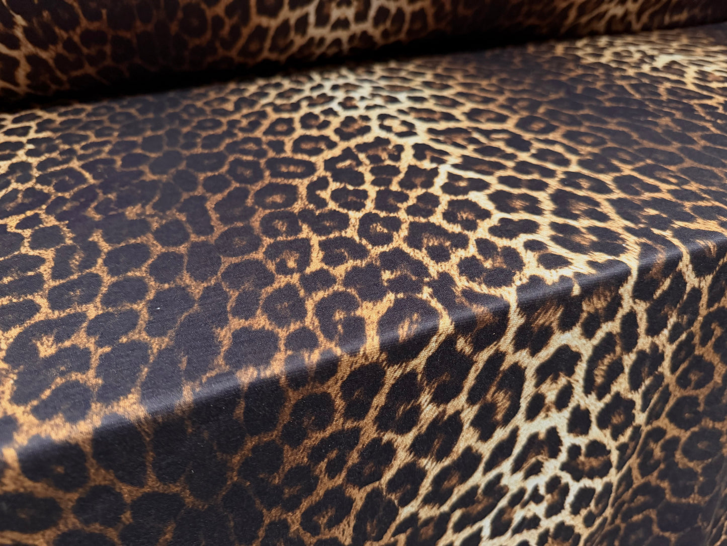 Ponte Roma double jersey knit fabric, per metre - leopard print - dark brown & gold