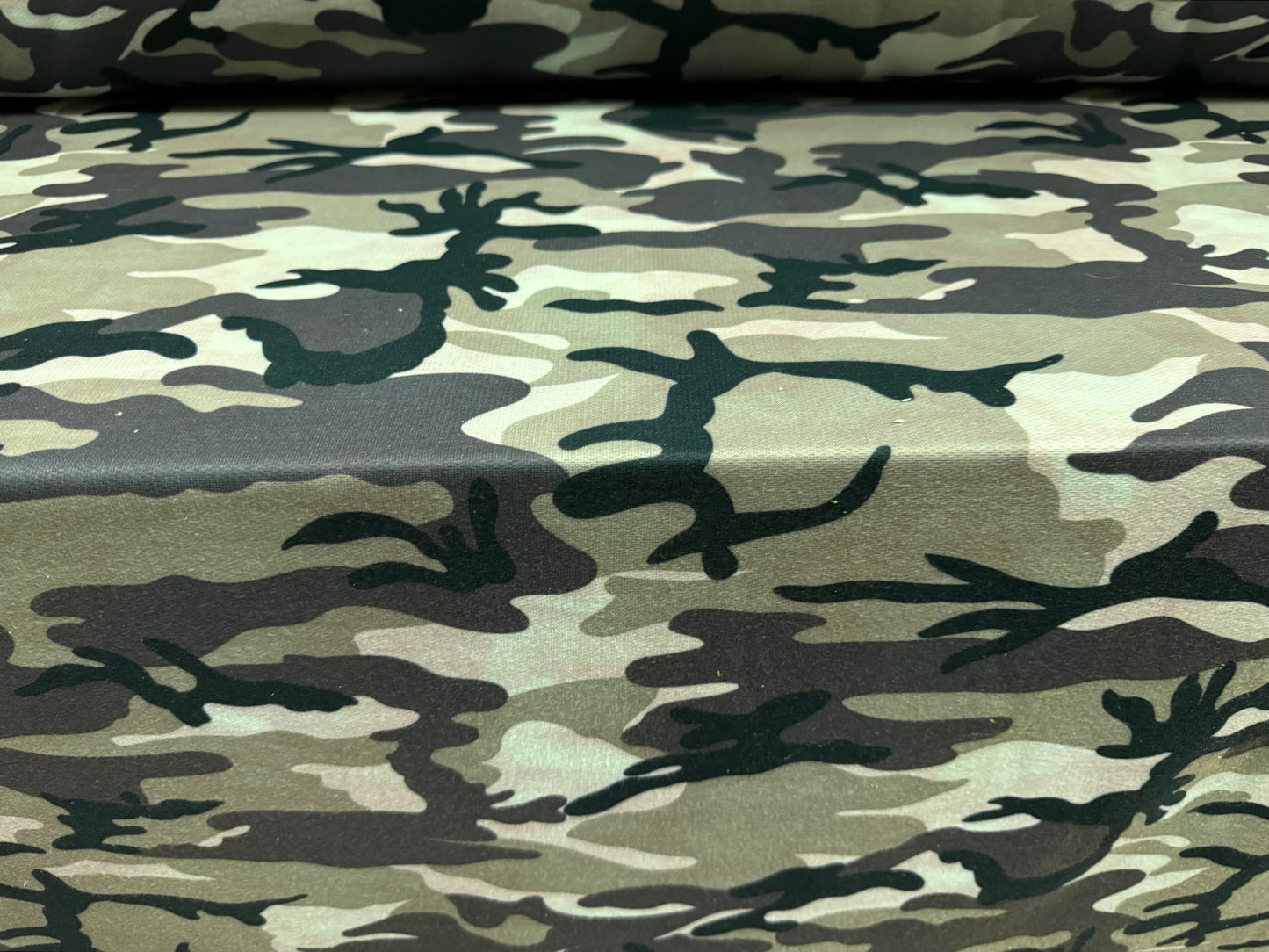 French Terry loopback sweatshirt jersey fabric, per metre - camouflage print - khaki mint & pink