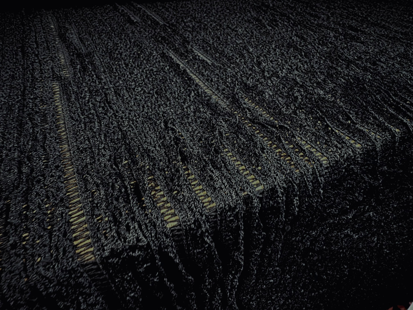 Heavyweight couture frill crochet knit fabric, per metre - black